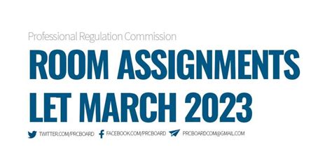 ROOM ASSIGNMENTS for LET March 2023, .